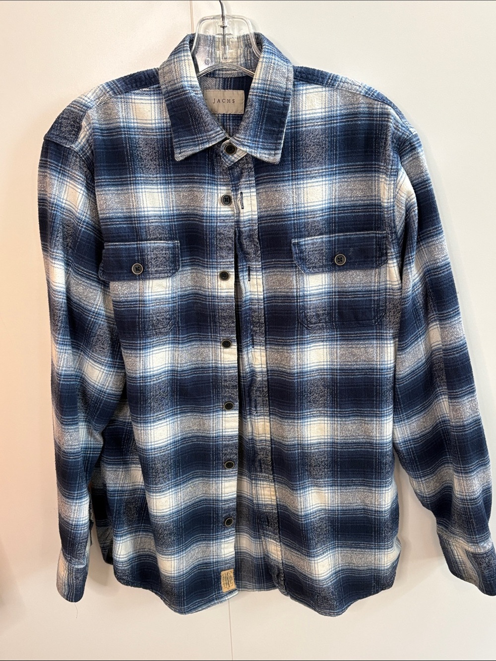 Jachs Blue & White Plaid Flannel Button-Front Shirt
